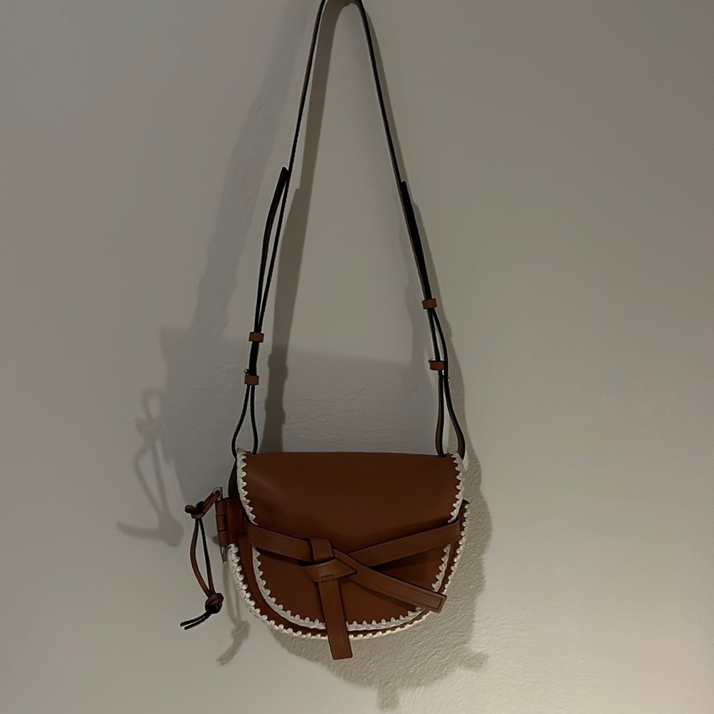 Loewe Calfskin Crochet Trim Small Gate Crossbody Bag - Picture 4 of 6